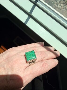 Silpada Sterling Silver crushed Turquoise Square Ring - Sz 9